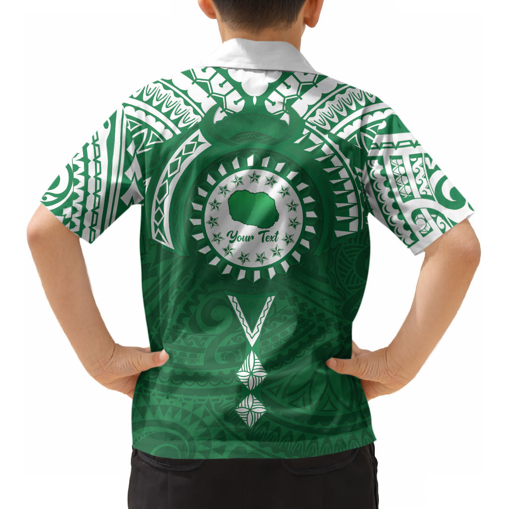 Personalised Cook Islands Rarotonga Kid Hawaiian Shirt Map With Kuki Airani Manta Ray Tattoo LT14 - Polynesian Pride