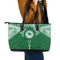 Personalised Cook Islands Rarotonga Leather Tote Bag Map With Kuki Airani Manta Ray Tattoo LT14 - Polynesian Pride