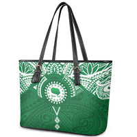 Personalised Cook Islands Rarotonga Leather Tote Bag Map With Kuki Airani Manta Ray Tattoo LT14 - Polynesian Pride