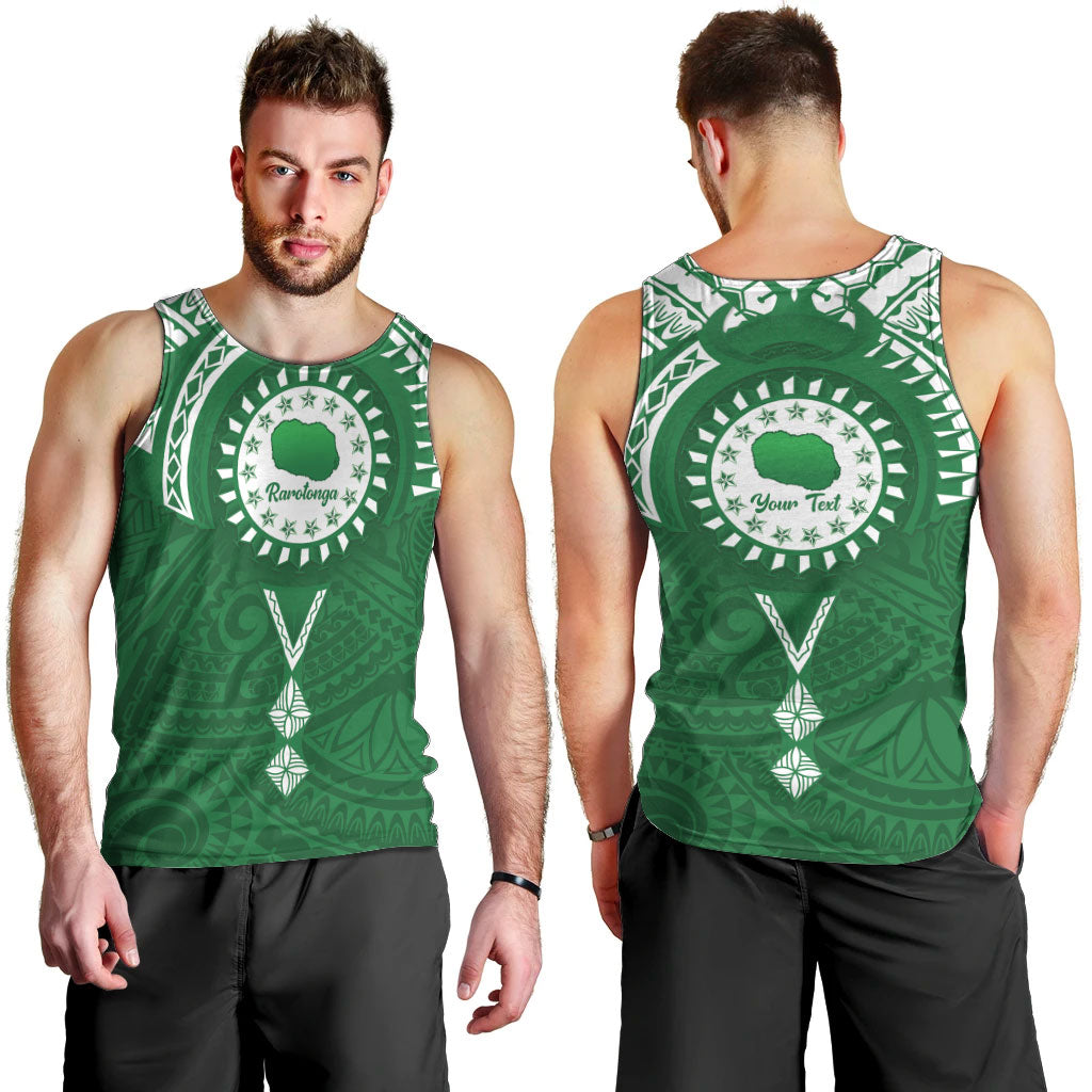 Personalised Cook Islands Rarotonga Men Tank Top Map With Kuki Airani Manta Ray Tattoo LT14 - Polynesian Pride