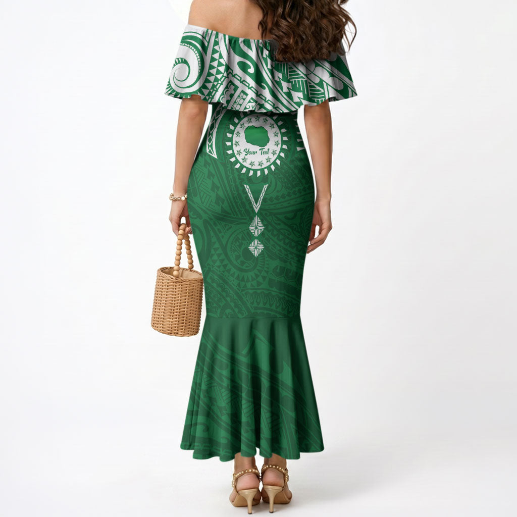 Personalised Cook Islands Rarotonga Mermaid Dress Map With Kuki Airani Manta Ray Tattoo LT14 - Polynesian Pride