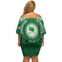 Personalised Cook Islands Rarotonga Off Shoulder Short Dress Map With Kuki Airani Manta Ray Tattoo LT14 - Polynesian Pride
