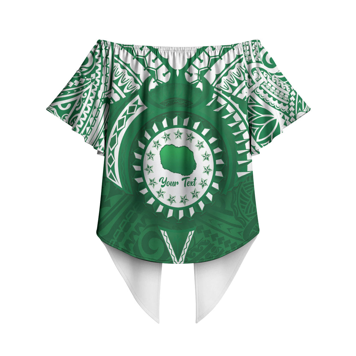 Personalised Cook Islands Rarotonga Off Shoulder Wrap Waist Top Map With Kuki Airani Manta Ray Tattoo LT14 - Polynesian Pride