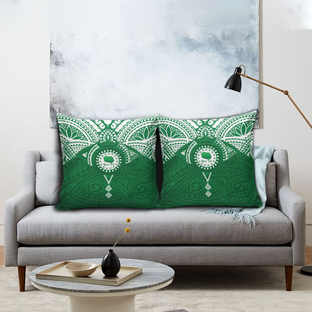 Personalised Cook Islands Rarotonga Pillow Cover Map With Kuki Airani Manta Ray Tattoo LT14 - Polynesian Pride