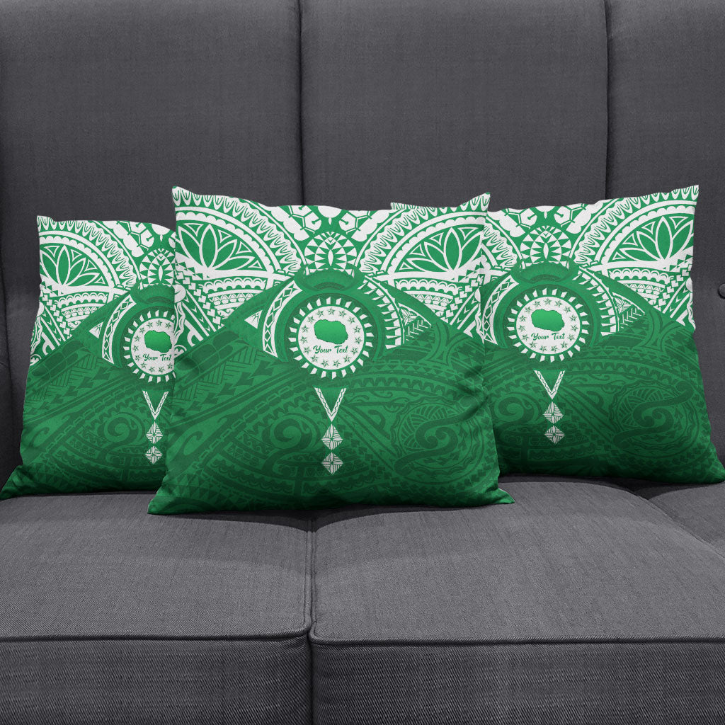 Personalised Cook Islands Rarotonga Pillow Cover Map With Kuki Airani Manta Ray Tattoo LT14 - Polynesian Pride