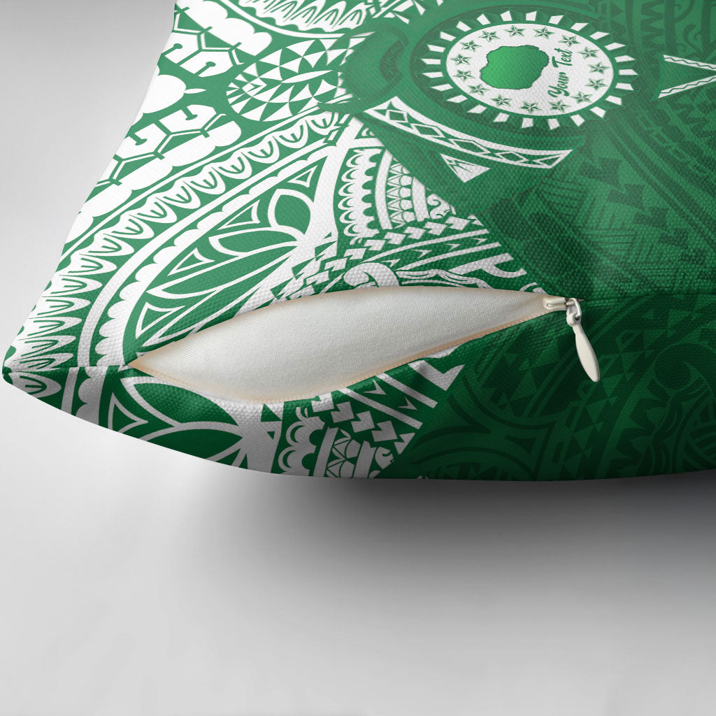 Personalised Cook Islands Rarotonga Pillow Cover Map With Kuki Airani Manta Ray Tattoo LT14 - Polynesian Pride