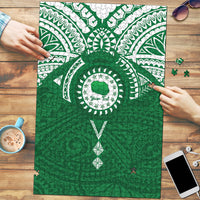 Personalised Cook Islands Rarotonga Puzzle Map With Kuki Airani Manta Ray Tattoo LT14 Green - Polynesian Pride
