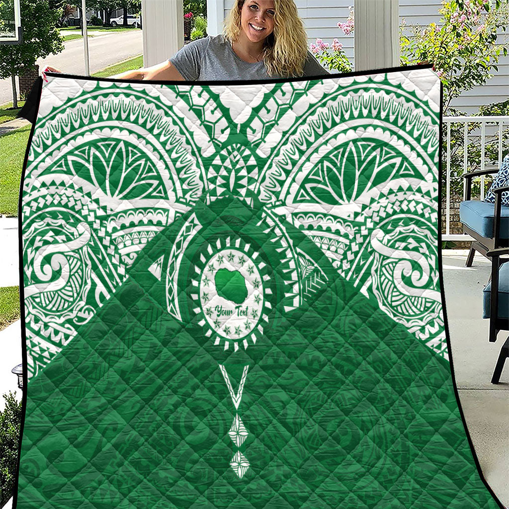 Personalised Cook Islands Rarotonga Quilt Map With Kuki Airani Manta Ray Tattoo
