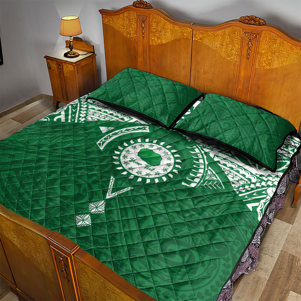 Personalised Cook Islands Rarotonga Quilt Bed Set Map With Kuki Airani Manta Ray Tattoo LT14 - Polynesian Pride