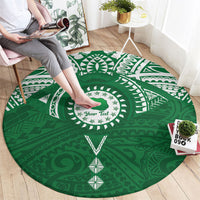 Personalised Cook Islands Rarotonga Round Carpet Map With Kuki Airani Manta Ray Tattoo LT14 - Polynesian Pride