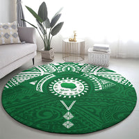 Personalised Cook Islands Rarotonga Round Carpet Map With Kuki Airani Manta Ray Tattoo LT14 - Polynesian Pride