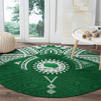 Personalised Cook Islands Rarotonga Round Carpet Map With Kuki Airani Manta Ray Tattoo LT14 - Polynesian Pride