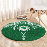 Personalised Cook Islands Rarotonga Round Carpet Map With Kuki Airani Manta Ray Tattoo LT14 - Polynesian Pride