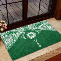 Personalised Cook Islands Rarotonga Rubber Doormat Map With Kuki Airani Manta Ray Tattoo LT14 - Polynesian Pride