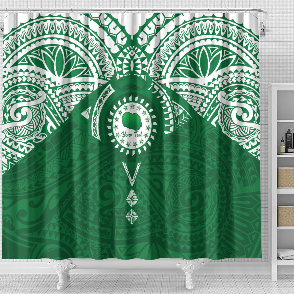 Personalised Cook Islands Rarotonga Shower Curtain Map With Kuki Airani Manta Ray Tattoo LT14 - Polynesian Pride