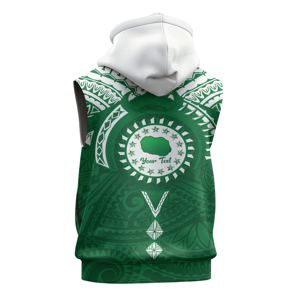 Personalised Cook Islands Rarotonga Sleeveless Hoodie Map With Kuki Airani Manta Ray Tattoo LT14 - Polynesian Pride