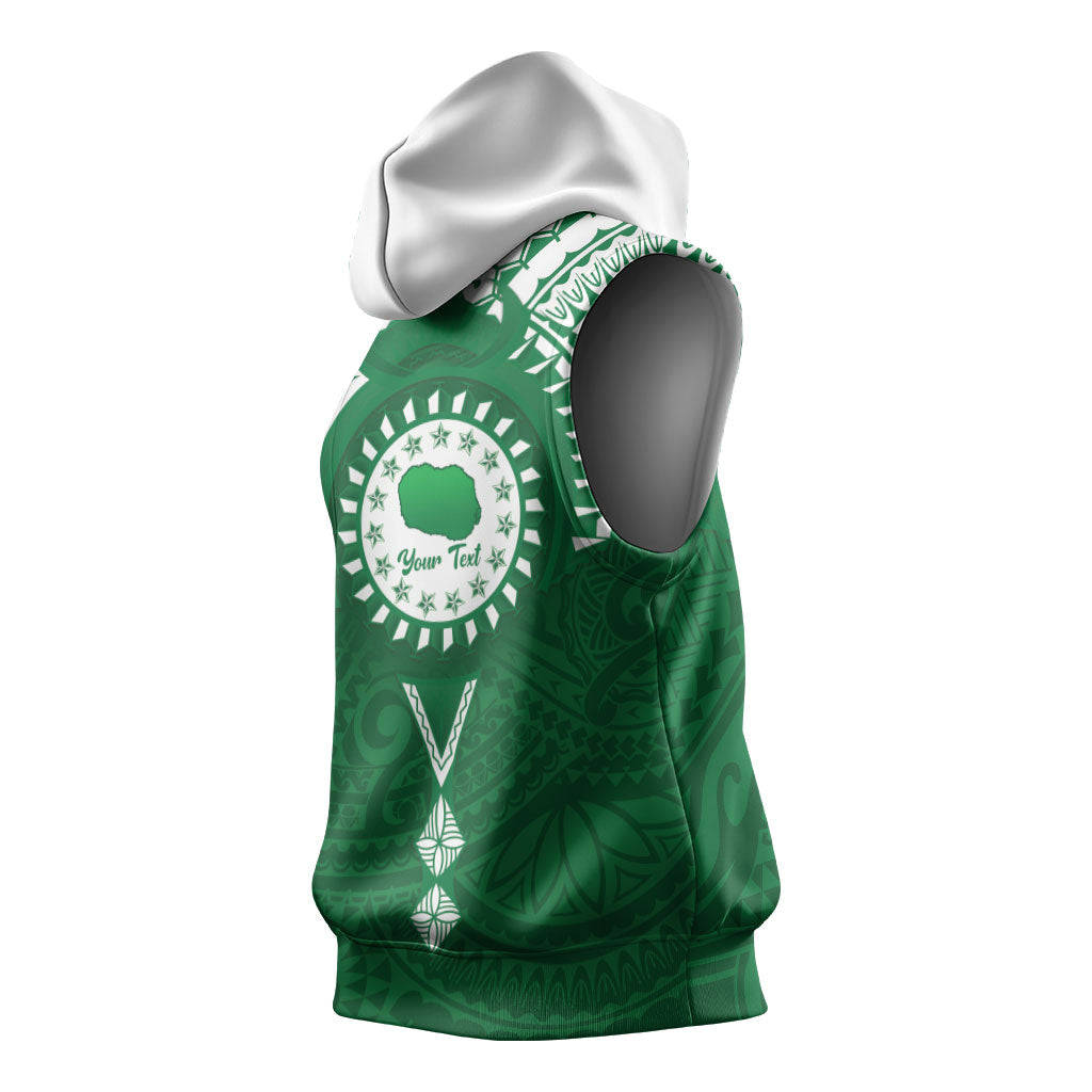 Personalised Cook Islands Rarotonga Sleeveless Hoodie Map With Kuki Airani Manta Ray Tattoo LT14 - Polynesian Pride