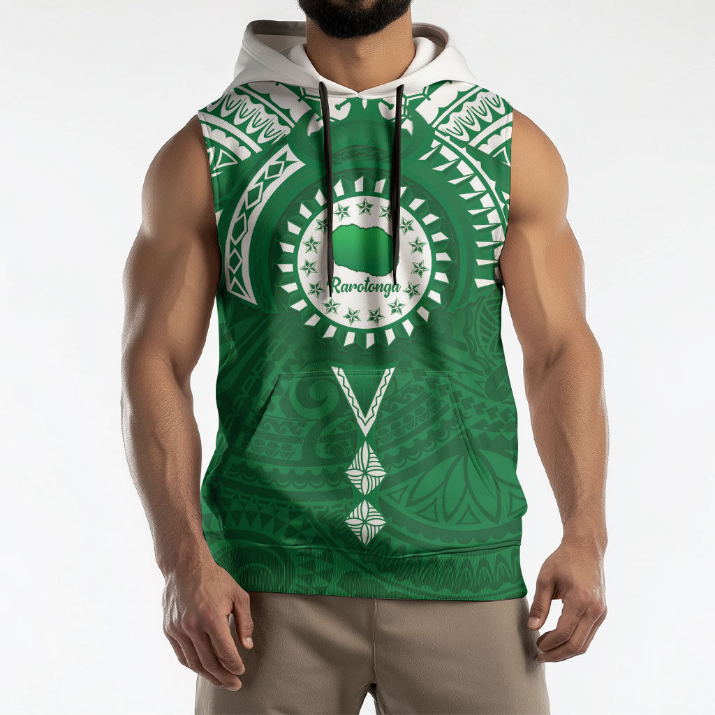 Personalised Cook Islands Rarotonga Sleeveless Hoodie Map With Kuki Airani Manta Ray Tattoo LT14 - Polynesian Pride