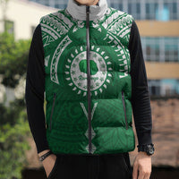Personalised Cook Islands Rarotonga Sleeveless Puffer Jacket Map With Kuki Airani Manta Ray Tattoo LT14 - Polynesian Pride