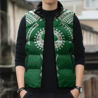 Personalised Cook Islands Rarotonga Sleeveless Puffer Jacket Map With Kuki Airani Manta Ray Tattoo LT14 - Polynesian Pride