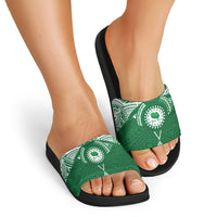 Personalised Cook Islands Rarotonga Slide Sandals Map With Kuki Airani Manta Ray Tattoo LT14 - Polynesian Pride