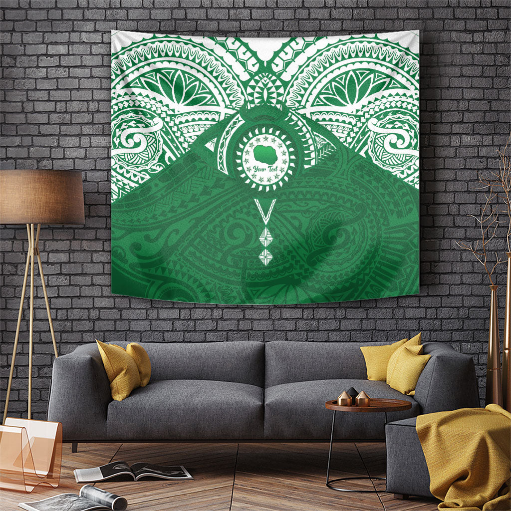 Personalised Cook Islands Rarotonga Tapestry Map With Kuki Airani Manta Ray Tattoo