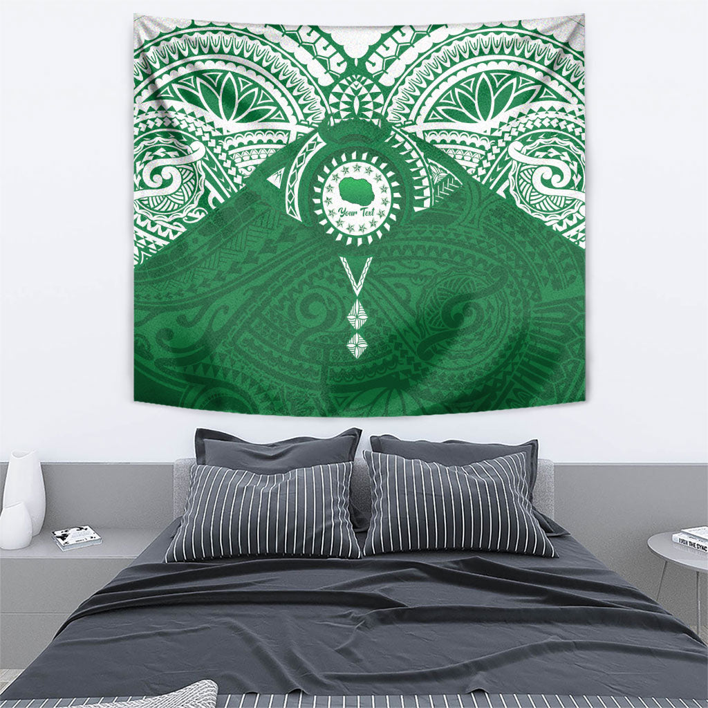 Personalised Cook Islands Rarotonga Tapestry Map With Kuki Airani Manta Ray Tattoo