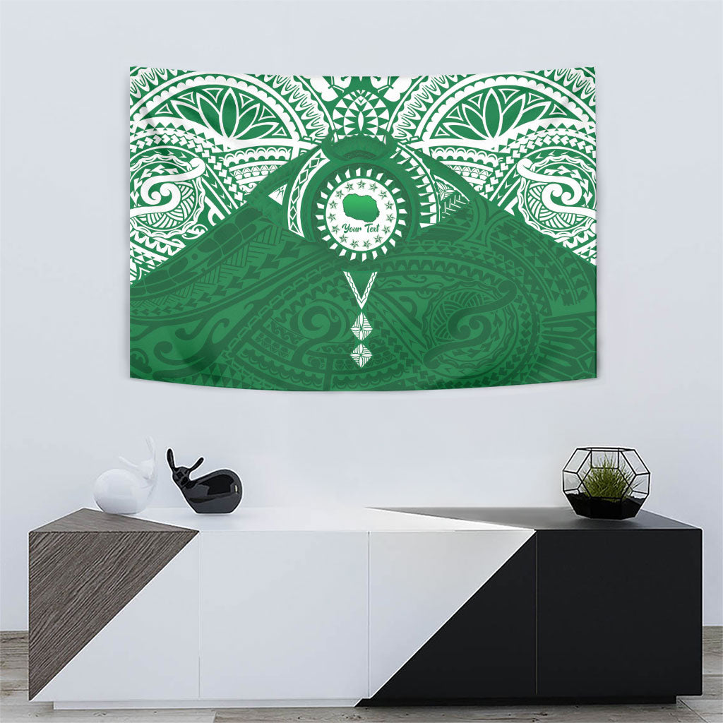 Personalised Cook Islands Rarotonga Tapestry Map With Kuki Airani Manta Ray Tattoo