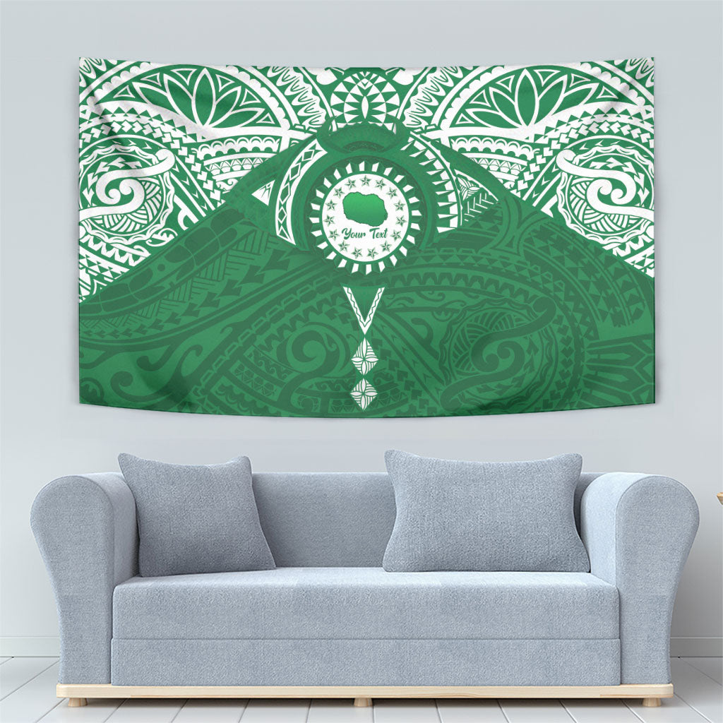 Personalised Cook Islands Rarotonga Tapestry Map With Kuki Airani Manta Ray Tattoo