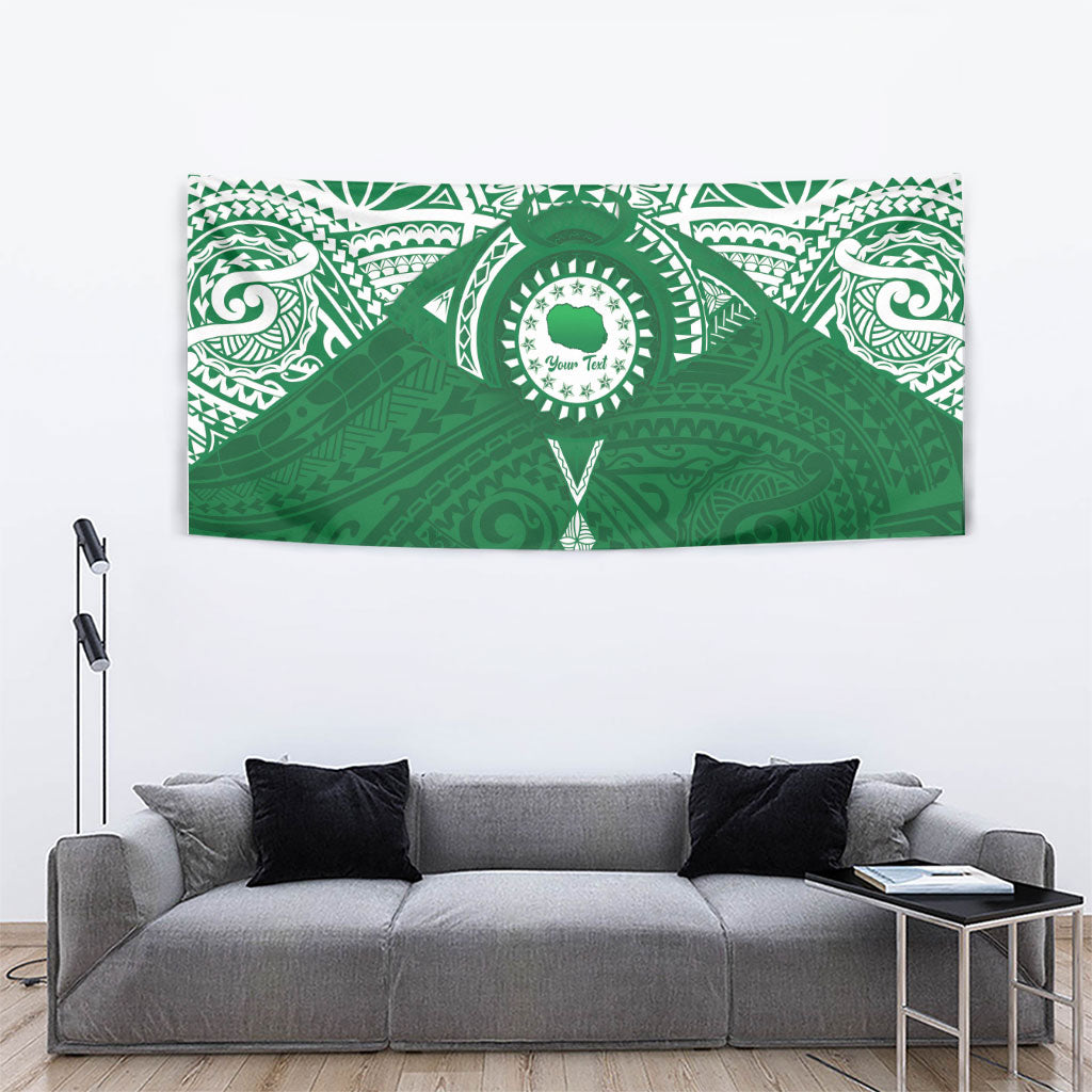 Personalised Cook Islands Rarotonga Tapestry Map With Kuki Airani Manta Ray Tattoo