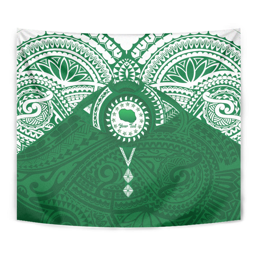 Personalised Cook Islands Rarotonga Tapestry Map With Kuki Airani Manta Ray Tattoo