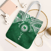 Personalised Cook Islands Rarotonga Tote Bag Map With Kuki Airani Manta Ray Tattoo LT14 White Strap One Size Green - Polynesian Pride