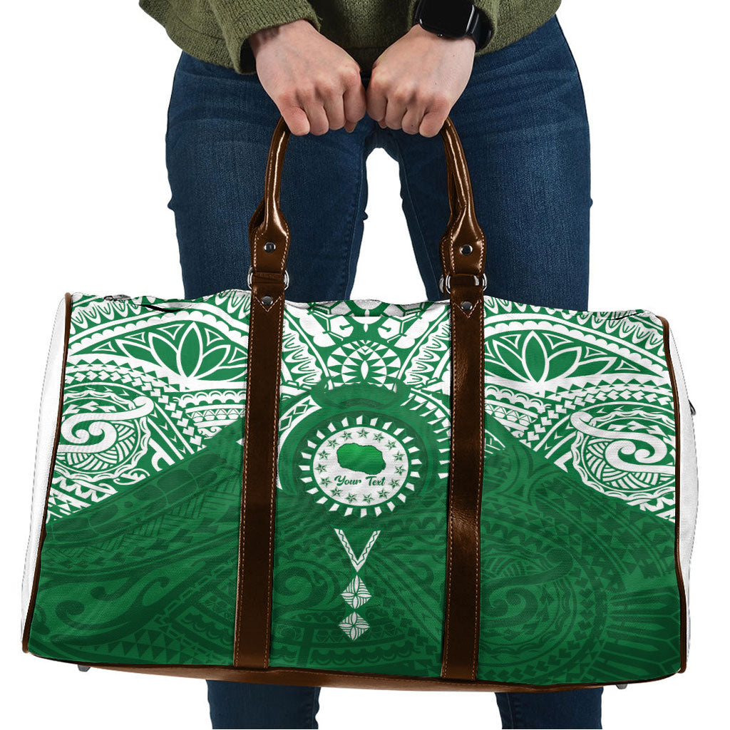 Personalised Cook Islands Rarotonga Travel Bag Map With Kuki Airani Manta Ray Tattoo