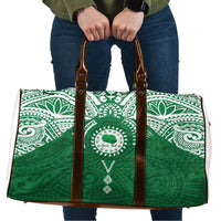 Personalised Cook Islands Rarotonga Travel Bag Map With Kuki Airani Manta Ray Tattoo LT14 Green - Polynesian Pride