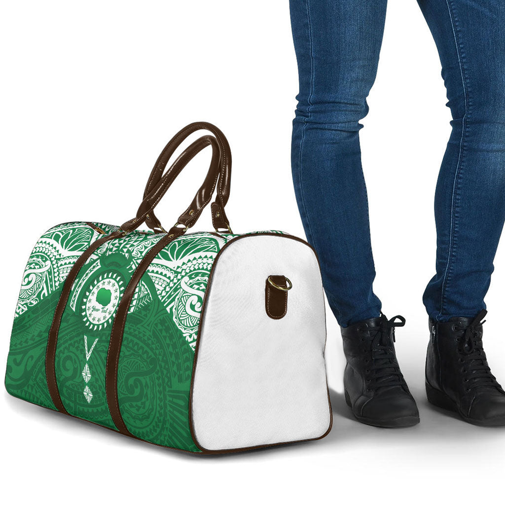Personalised Cook Islands Rarotonga Travel Bag Map With Kuki Airani Manta Ray Tattoo LT14 - Polynesian Pride