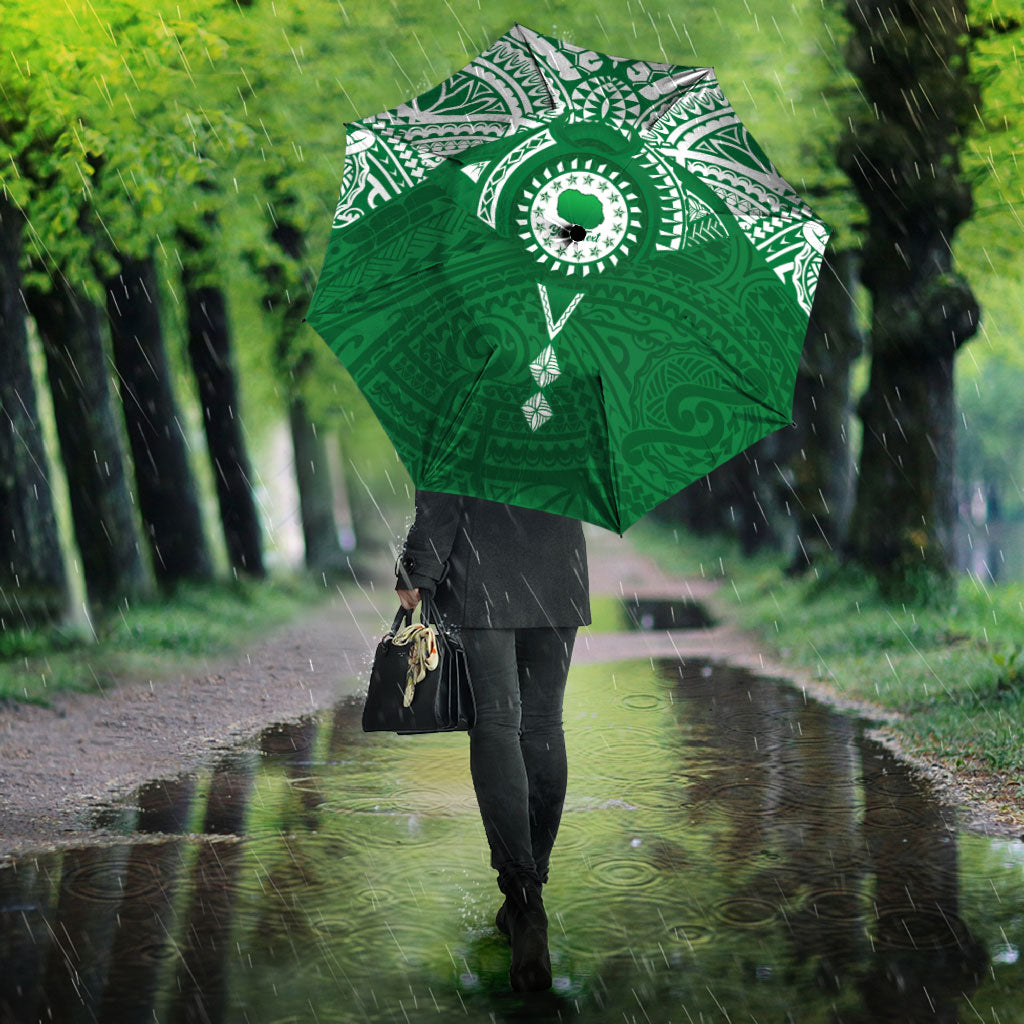 Personalised Cook Islands Rarotonga Umbrella Map With Kuki Airani Manta Ray Tattoo LT14 - Polynesian Pride