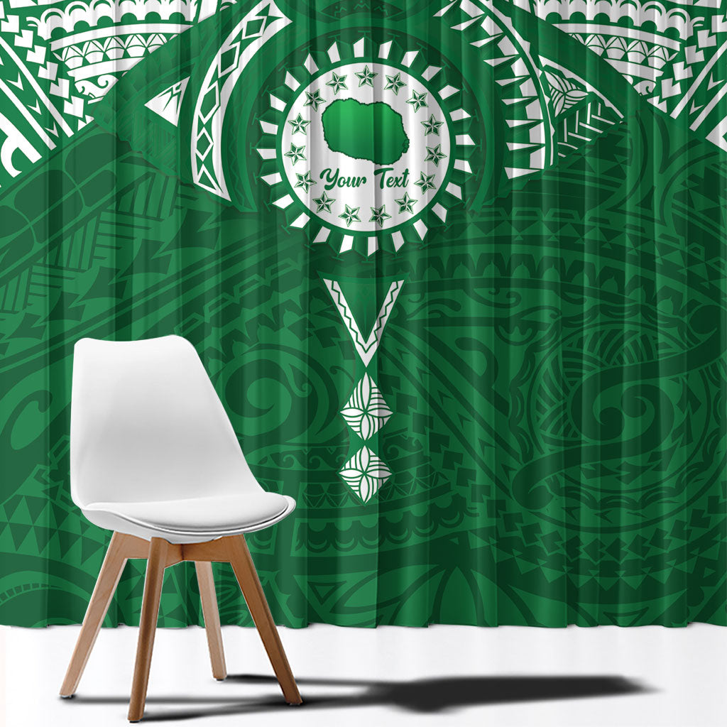 Personalised Cook Islands Rarotonga Window Curtain Map With Kuki Airani Manta Ray Tattoo LT14 - Polynesian Pride