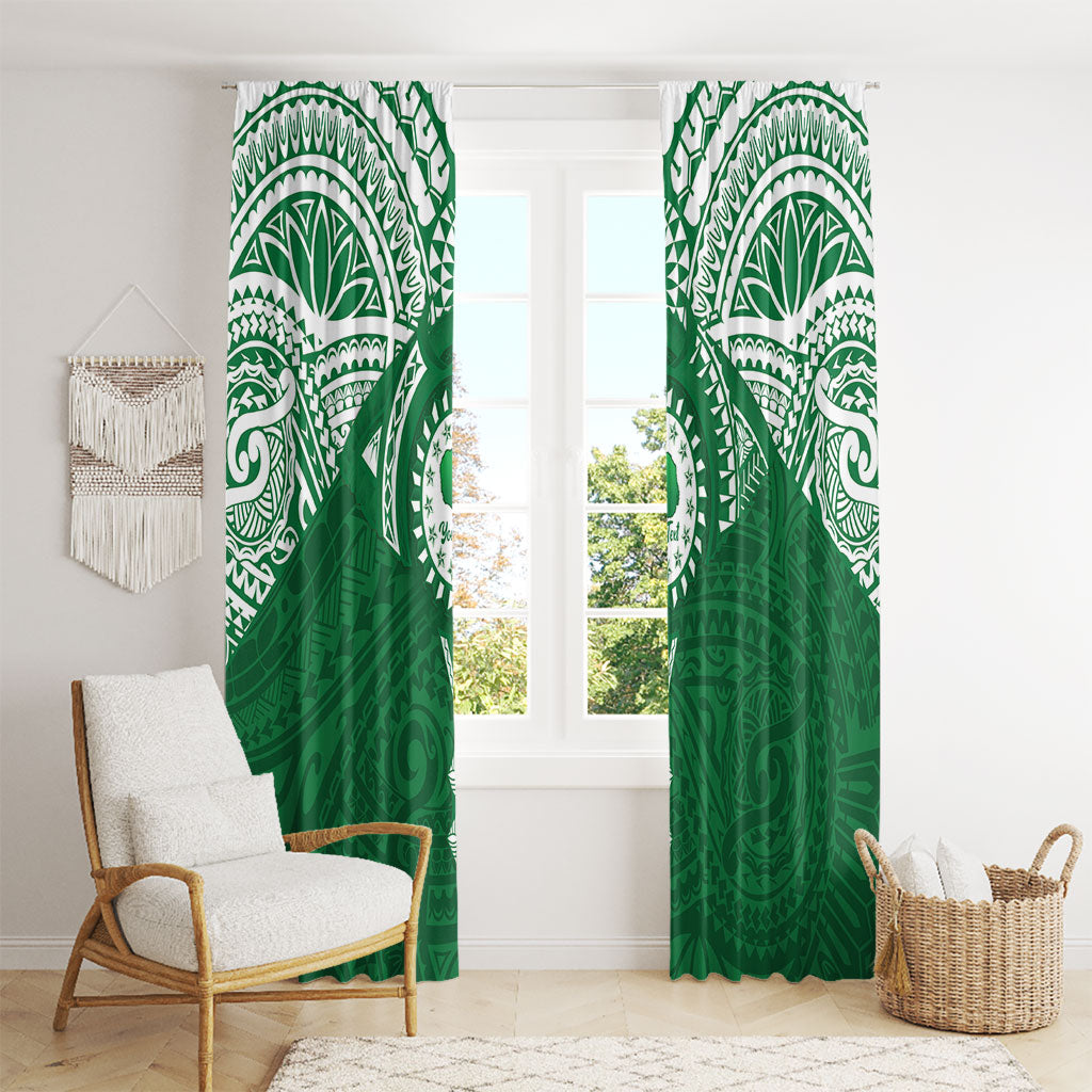 Personalised Cook Islands Rarotonga Window Curtain Map With Kuki Airani Manta Ray Tattoo LT14 - Polynesian Pride