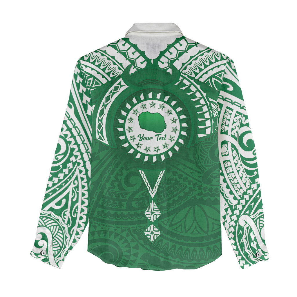 Personalised Cook Islands Rarotonga Women Casual Shirt Map With Kuki Airani Manta Ray Tattoo LT14 - Polynesian Pride