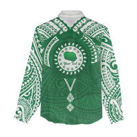 Personalised Cook Islands Rarotonga Women Casual Shirt Map With Kuki Airani Manta Ray Tattoo LT14 - Polynesian Pride