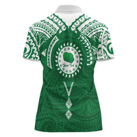 Personalised Cook Islands Rarotonga Women Polo Shirt Map With Kuki Airani Manta Ray Tattoo LT14 - Polynesian Pride