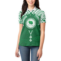 Personalised Cook Islands Rarotonga Women Polo Shirt Map With Kuki Airani Manta Ray Tattoo LT14 - Polynesian Pride