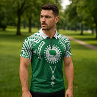 Personalised Cook Islands Rarotonga Zipper Polo Shirt Map With Kuki Airani Manta Ray Tattoo LT14 - Polynesian Pride