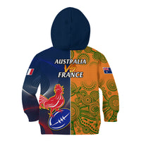 France And Australia Rugby Kid Hoodie 2023 World Cup Le Bleus Wallabies Together LT14 - Polynesian Pride