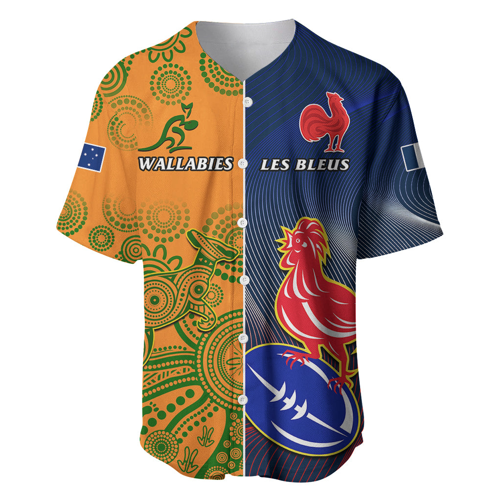 Custom France And Australia Rugby Baseball Jersey 2023 World Cup Le Bleus Wallabies Together LT14 Gold - Polynesian Pride