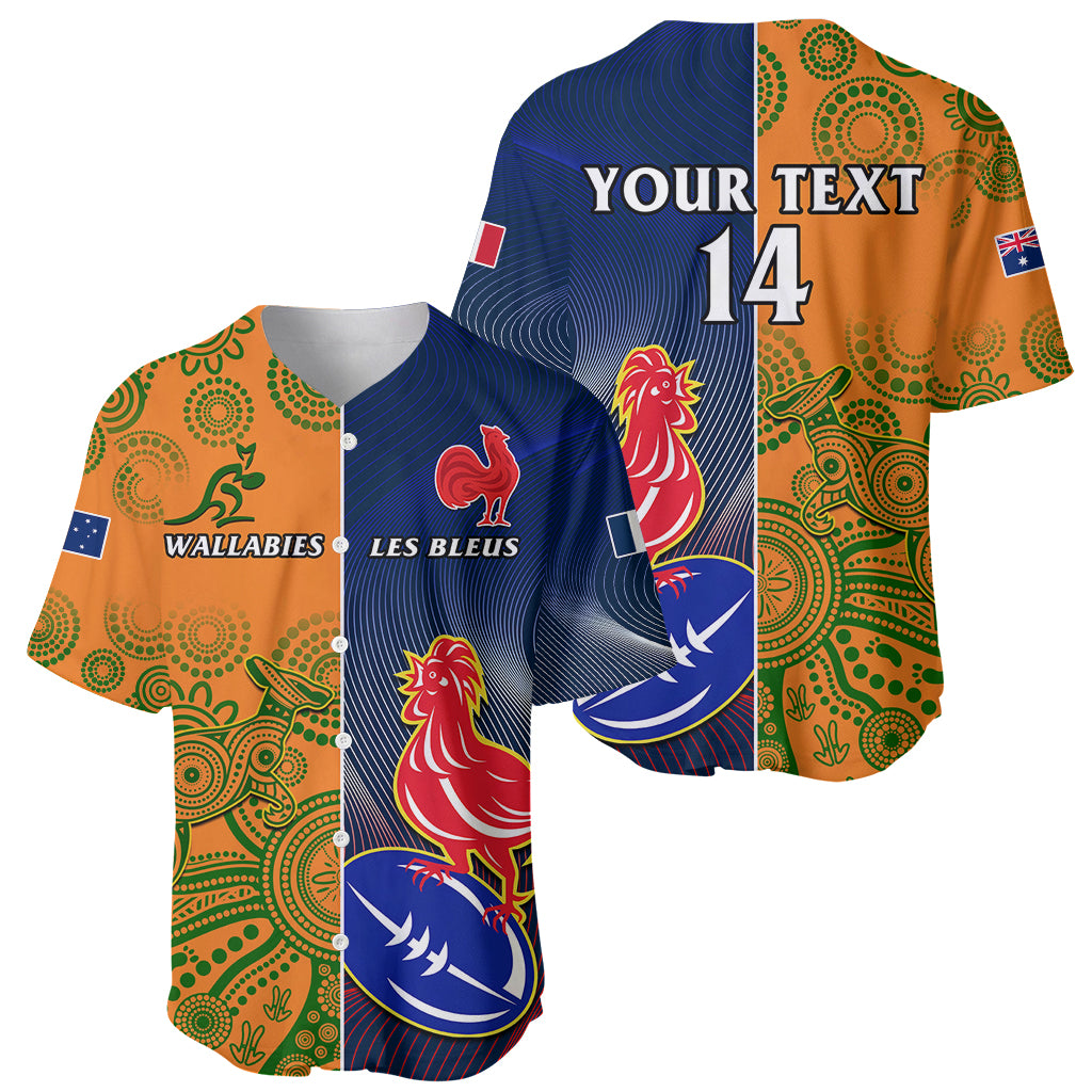 Custom France And Australia Rugby Baseball Jersey 2023 World Cup Le Bleus Wallabies Together LT14 - Polynesian Pride