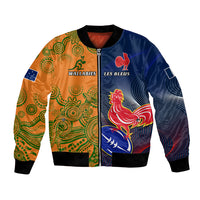 Custom France And Australia Rugby Bomber Jacket 2023 World Cup Le Bleus Wallabies Together LT14 Unisex Gold - Polynesian Pride