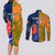 Custom France And Australia Rugby Couples Matching Long Sleeve Bodycon Dress and Long Sleeve Button Shirts 2023 World Cup Le Bleus Wallabies Together LT14 - Polynesian Pride