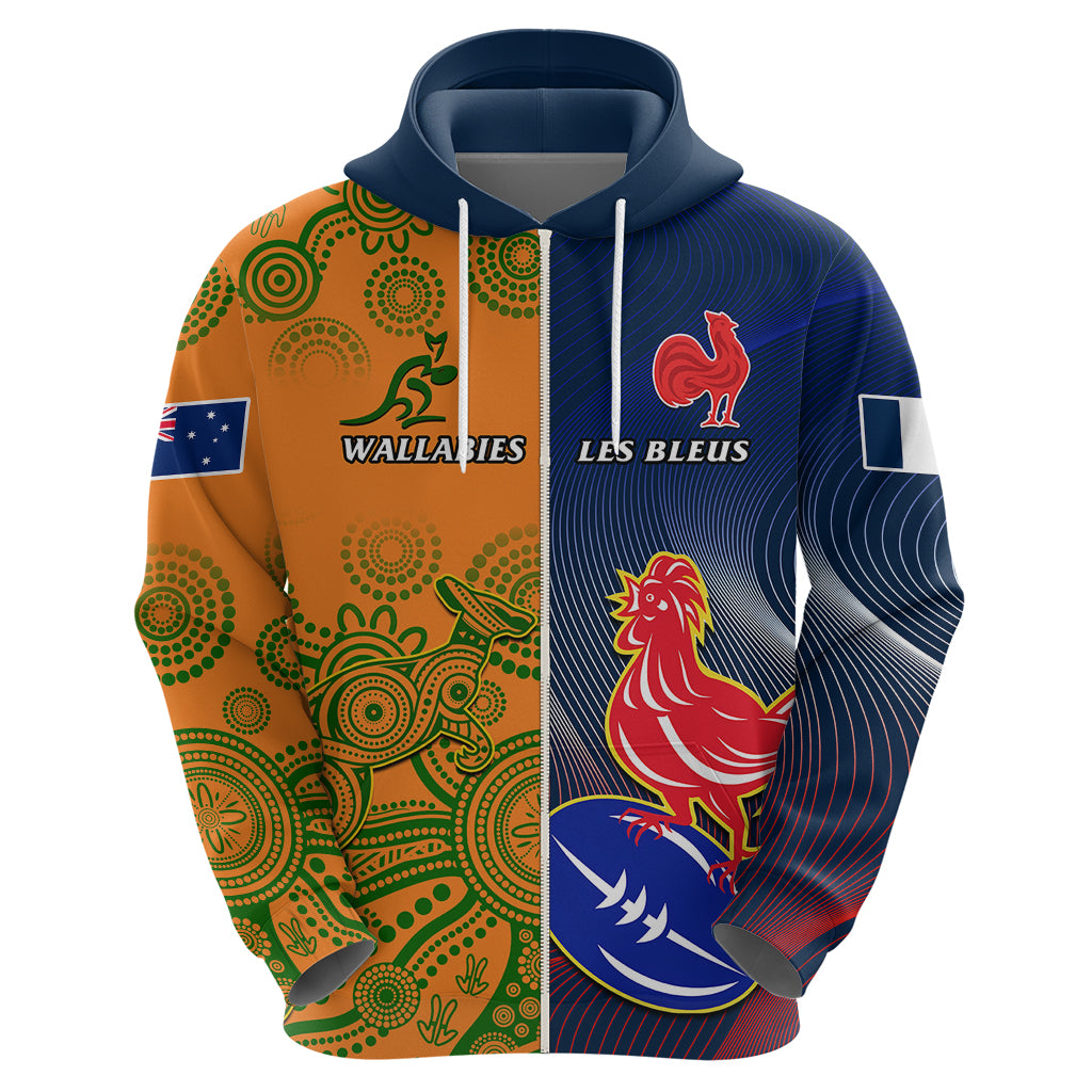 Custom France And Australia Rugby Hoodie 2023 World Cup Le Bleus Wallabies Together LT14 - Polynesian Pride