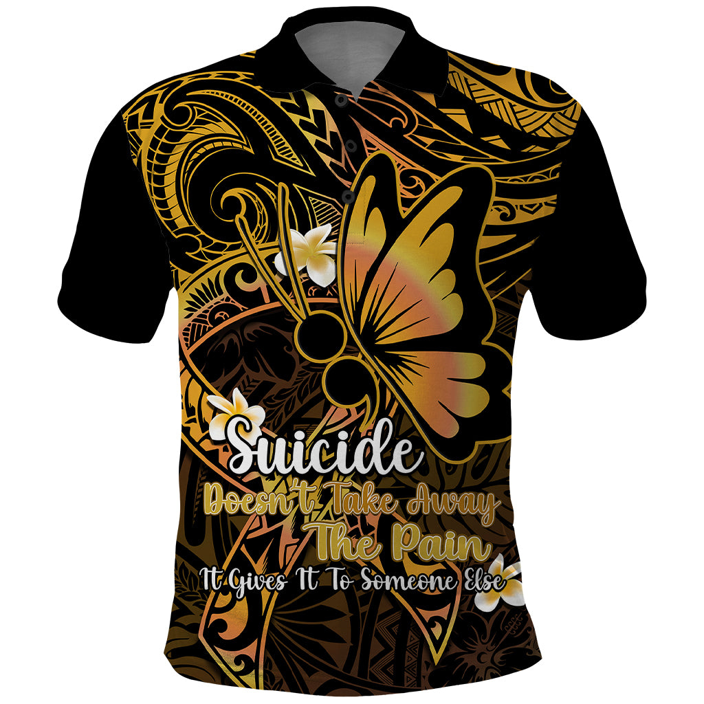 Polynesia Suicide Prevention Awareness Polo Shirt Your Life Is Worth Living For Polynesian Gold Pattern LT14 Gold - Polynesian Pride